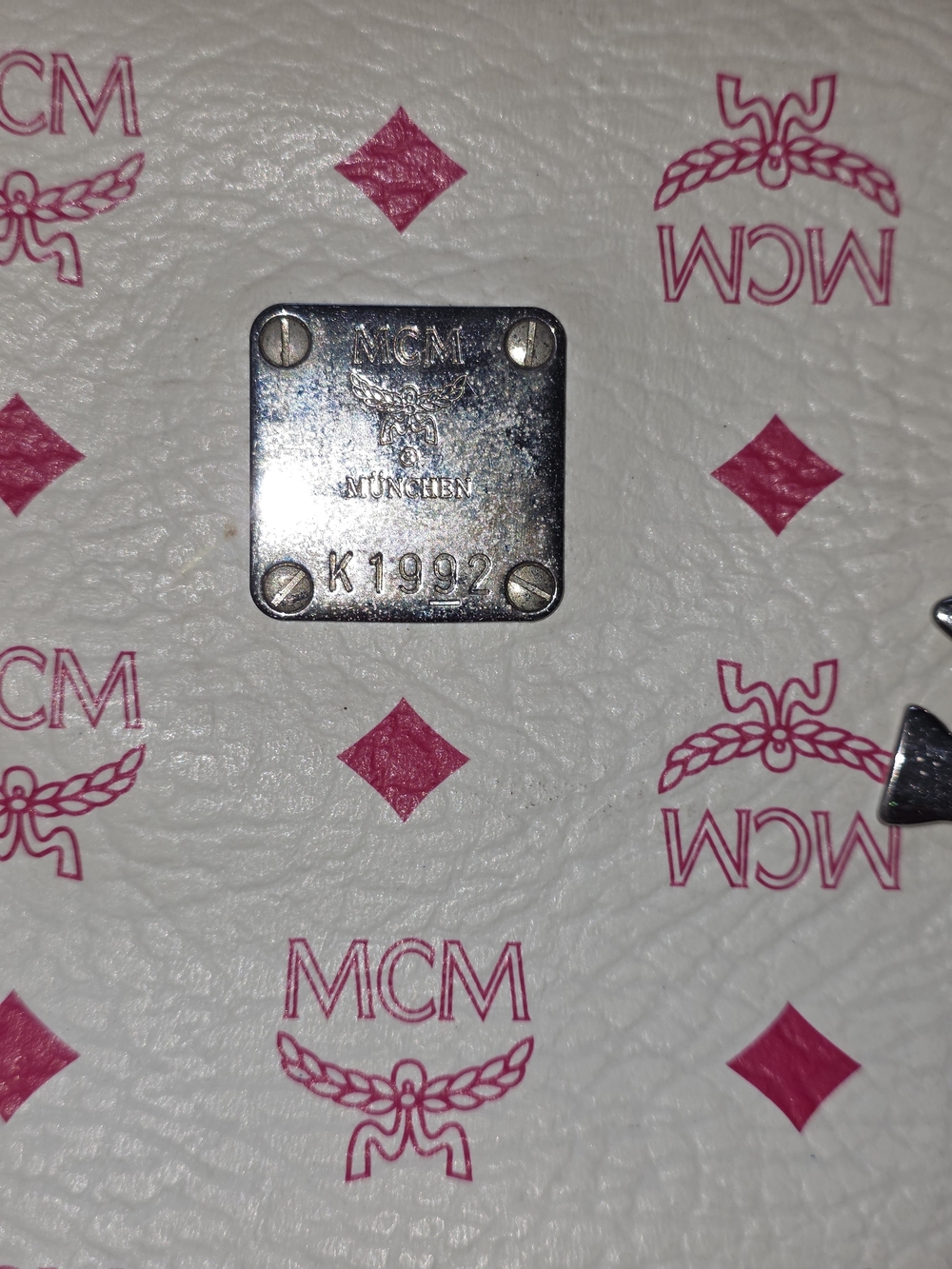 MCM Beige & Pink Visetos Tote w/ Matching Wristlet & MCM Charm & silver Hardware - Picture 3 of 16